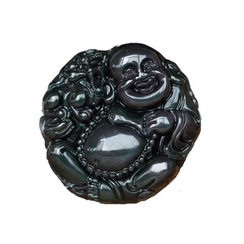 彩虹黑曜彌勒佛戲瑞麟獻寶吊墜