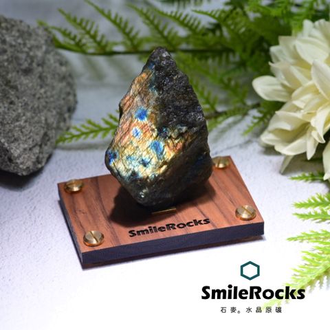 SmileRocks 石麥 水晶原礦 變彩拉長石水晶原礦No.620530586