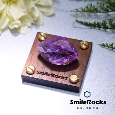 SmileRocks 石麥 水晶原礦 紫水晶彩虹光隨形冰塊 No.043870519