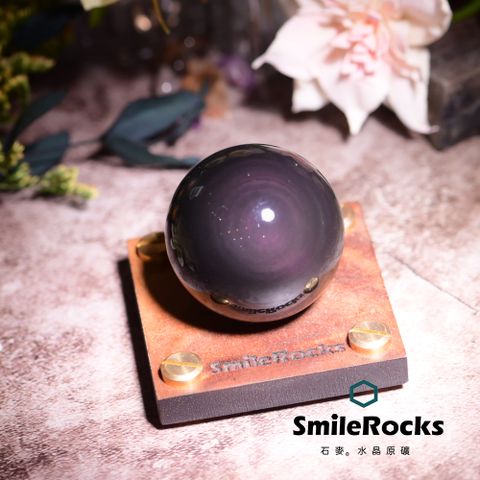 SmileRocks 石麥 彩虹黑曜水晶球 直徑4.2cm   No.623210355