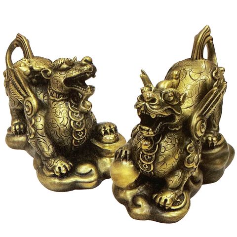 鴻運震宇 招財貔貅 一對(2件)~羅廣維限量388對 貔貅銅雕