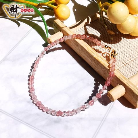 財神小舖【SLN-2603-6】簡約經典-草莓晶手鍊3mm/切面