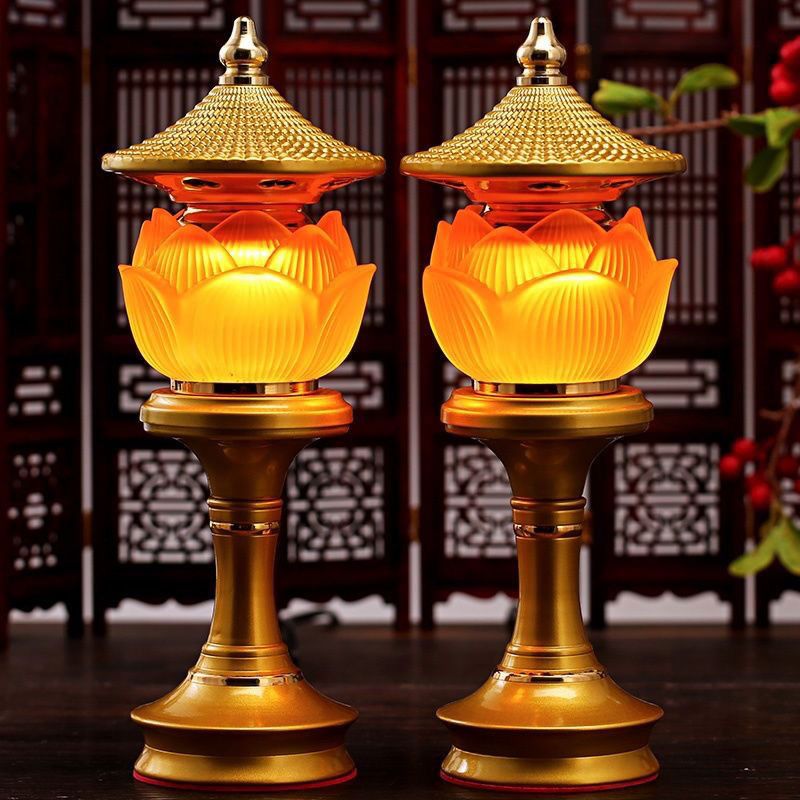  【11吋/單支】插電佛供蓮花燈 琉璃荷花燈 佛前燈 長明燈 佛堂燈 觀音燈 神臺燈 招財燈