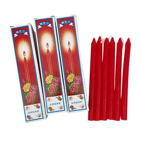 三花牌三號紅蠟燭(17cm)-18支入
