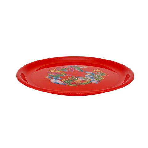 尺1圓盤/拜拜紅盤/喜慶盤/水果盤/敬果盤(32.4x32.4x2.2cm)-5入組