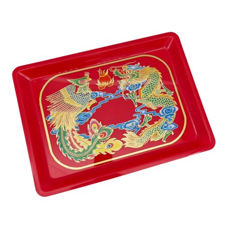 龍鳳長方盤/拜拜紅盤/水果盤/敬果盤(37.5x27.5cm)-1入