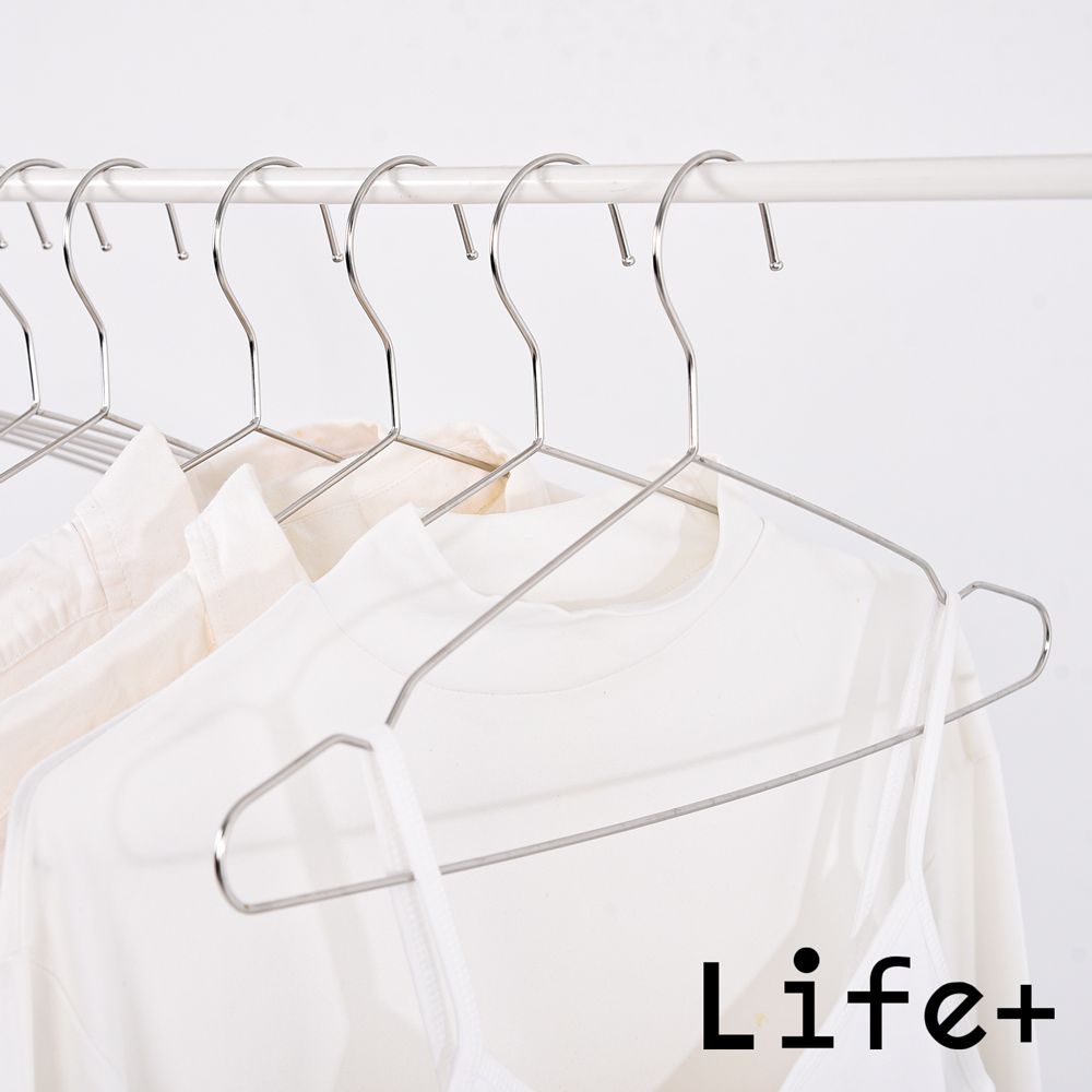 Life+  實心不鏽鋼42cm耐重防滑無痕衣架_無磁防刮款30入/組