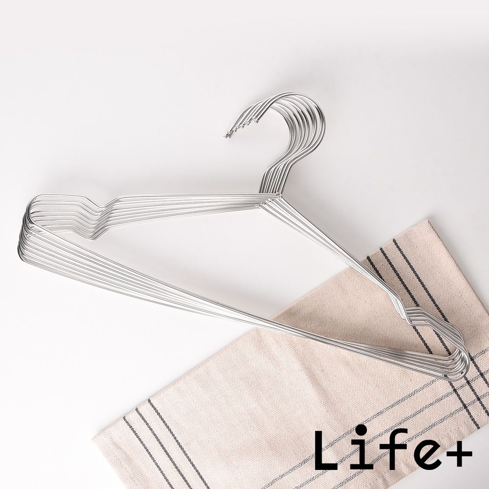 Life+  實心不鏽鋼42cm耐重防滑無痕衣架_無磁防刮款30入/組