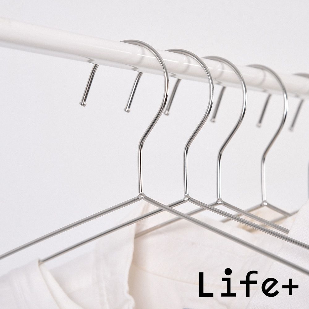 Life+  實心不鏽鋼42cm耐重防滑無痕衣架_無磁防刮款30入/組