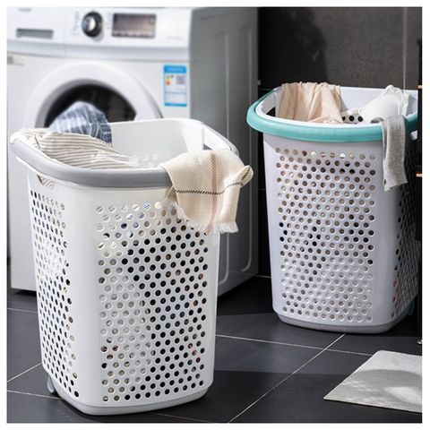 MGSHOP 日式提把附輪超大髒衣籃 洗衣籃(玩具籃 收納籃)