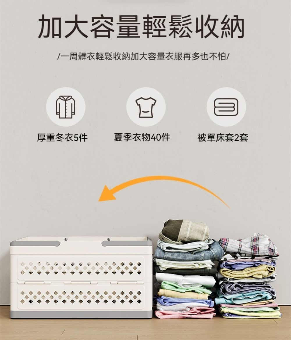 加大容量輕鬆收納一周髒衣輕鬆收納加大容量衣服再多也不怕厚重冬衣5件夏季衣物40件被單床套2套