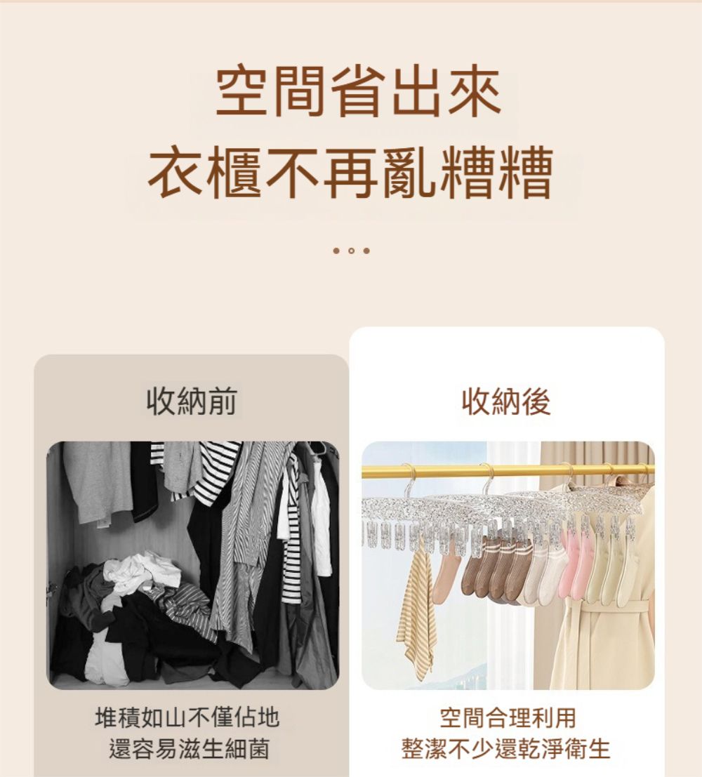 空間省出來衣櫃不再亂糟糟收納前收納後堆積如山不僅佔地還容易滋生細菌空間合理利用整潔不少還乾淨衛生