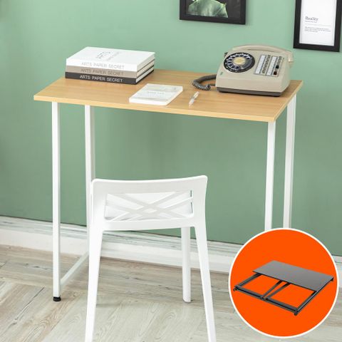 樂嫚妮 E1仿木紋免安裝折疊桌子/書桌/工作桌/辦公桌-桌長80cm-(2色)