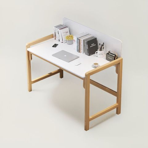 實木腿升降書桌100cm帶書架 D00171(電腦桌 工作桌 書桌 桌子 木桌 實木桌 木頭桌 辦公桌)