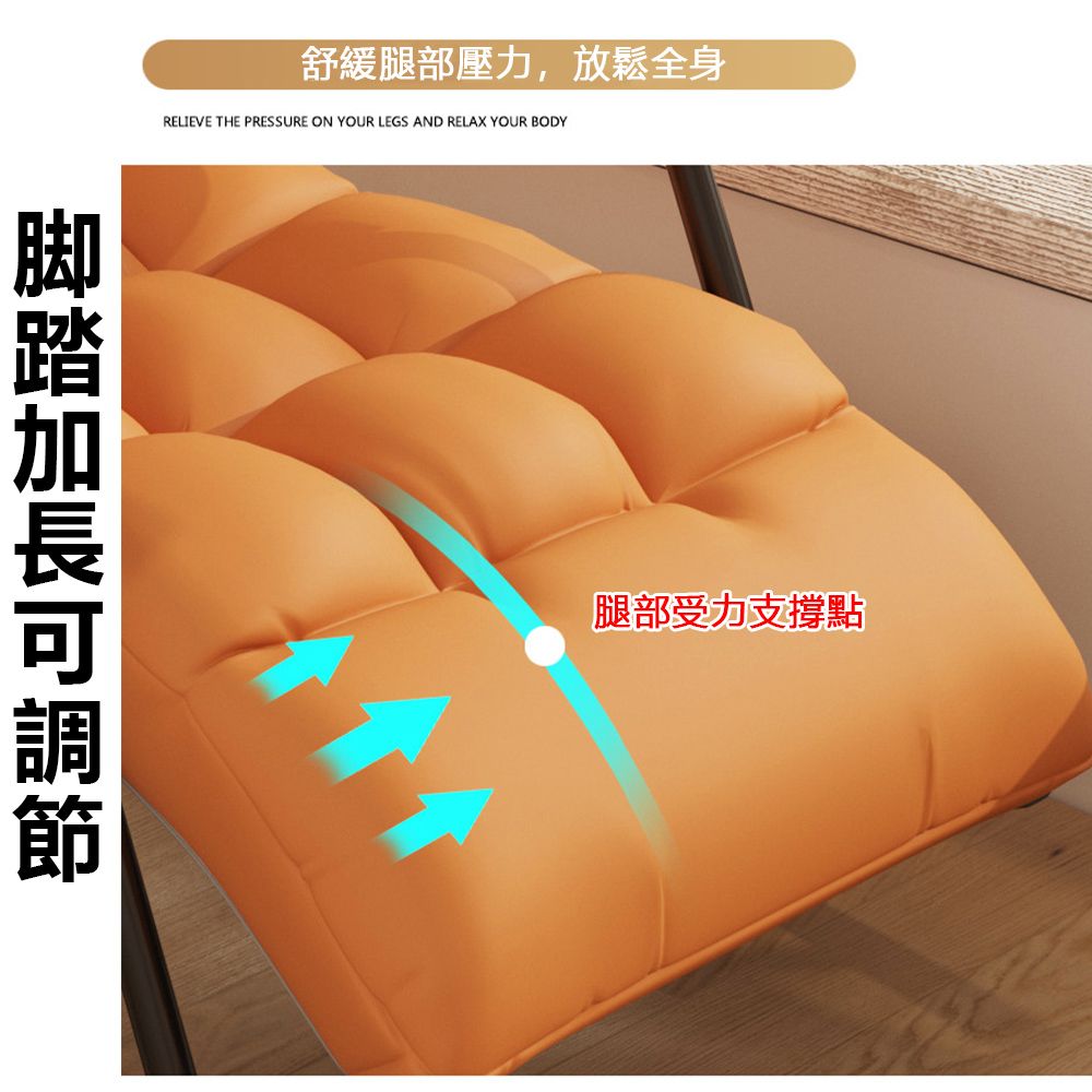 舒緩腿部壓力,放鬆全身RELIEVE THE PRESSURE ON YOUR LEGS AND RELAX YOUR BODY腿部受力支撐點