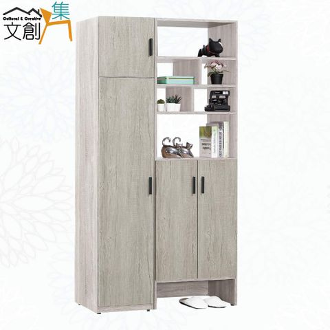 【文創集】爾比雙色3.3尺四門中空高玄關鞋櫃