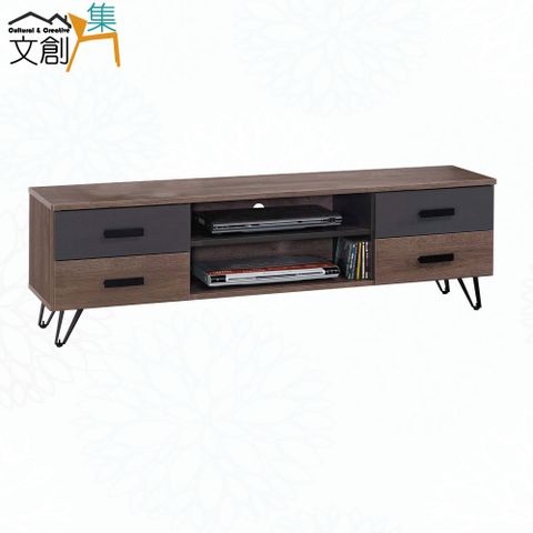 【文創集】波達安雙色4.9尺四抽電視櫃