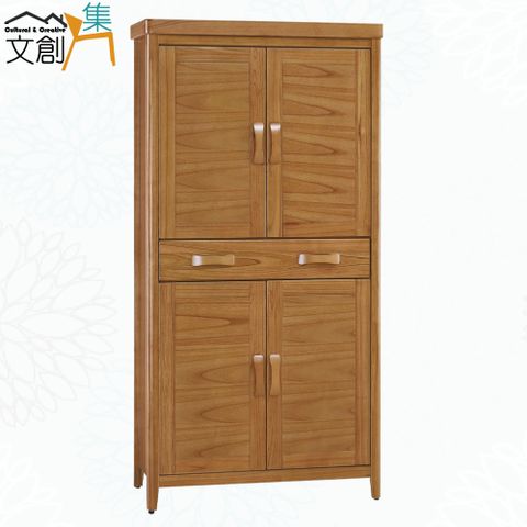 【文創集】邁森實木3尺四門單抽鞋櫃