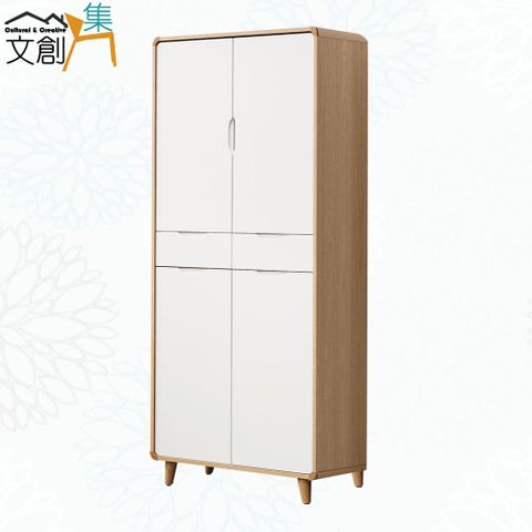 【文創集】麥錫雙色2.7尺四門二抽高鞋櫃