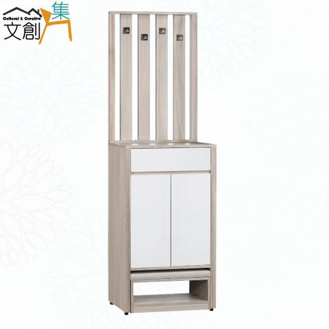文創集 莎格雙色2尺二門單抽高屏風玄關座鞋櫃