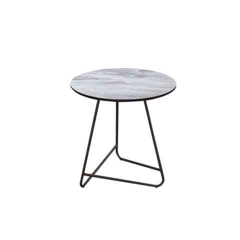 Bernice-卡桑2尺工業風圓形仿石面小茶几/邊几/邊桌