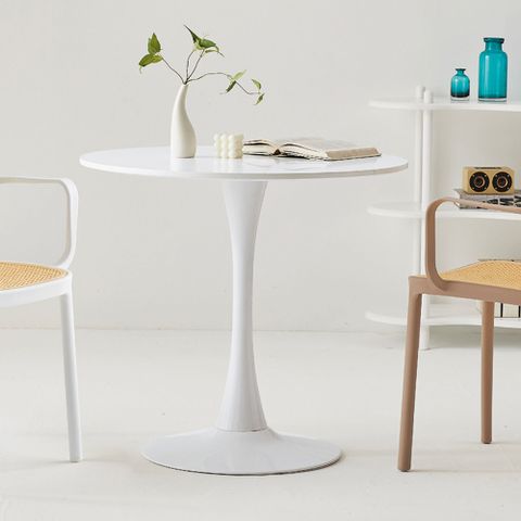 Bernice-米爾頓2.7尺簡約白色岩板圓形餐桌/洽談桌/商務桌/休閒桌