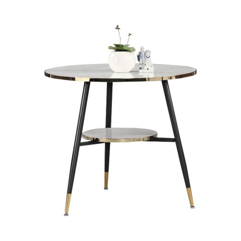 Bernice-迪賽爾2.7尺現代風玻璃雙層圓形餐桌/休閒桌/商業洽談桌/小圓桌
