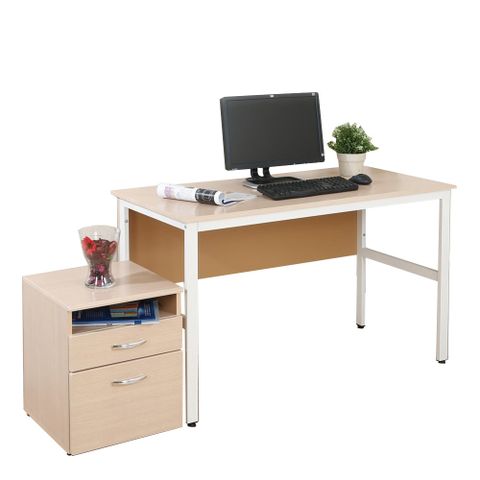 《DFhouse》頂楓120公分電腦辦公桌+活動櫃 -楓木色