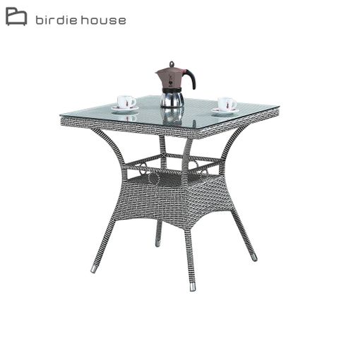 Birdie-迪達2.3尺休閒藤編玻璃方型桌/戶外庭院桌/小型餐桌/洽談桌