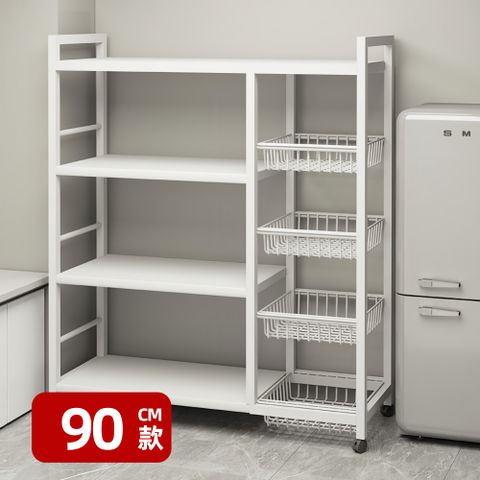 【優品星球】四層四網籃 可移動置物架 90cm寬