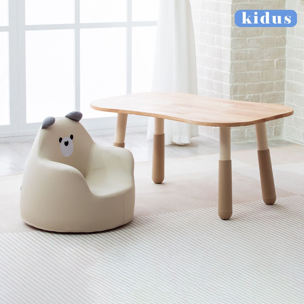 KIDUS 實木90公分兒童遊戲桌椅組花生桌一桌一椅HS3080+SF00X(兒童桌椅 學習桌椅 繪畫桌椅)
