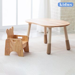 【kidus】實木80公分兒童遊戲桌椅組花生桌一桌一椅HS3080+SF300(兒童桌椅 學習桌椅 繪畫桌椅)