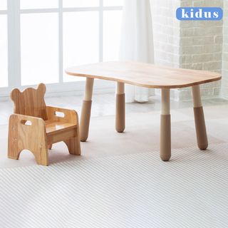【kidus】實木90公分兒童遊戲桌椅組花生桌一桌一椅HS3090+SF300(兒童桌椅 學習桌椅 繪畫桌椅)