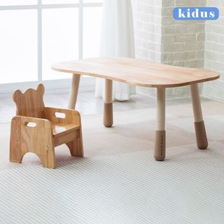 【kidus】實木100公分兒童遊戲桌椅組花生桌一桌一椅HS3100+SF300(兒童桌椅 學習桌椅 繪畫桌椅)
