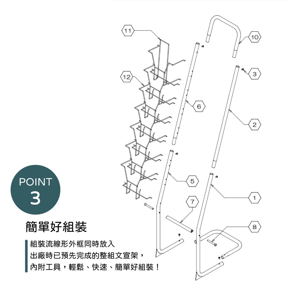 林製作所 單列流線形展示DM架(台灣製 文宣傳單架)