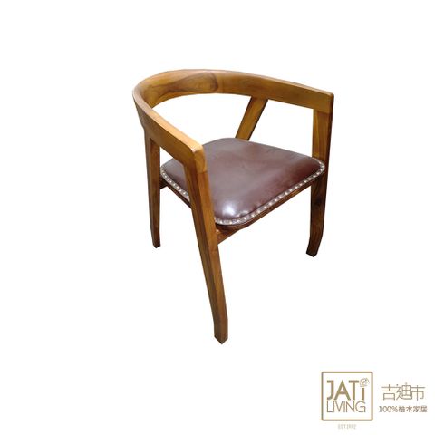 【吉迪市柚木家具】柚木皮革造型休閒椅 餐椅 椅子 木椅 餐廳 簡約 RPCH018SL