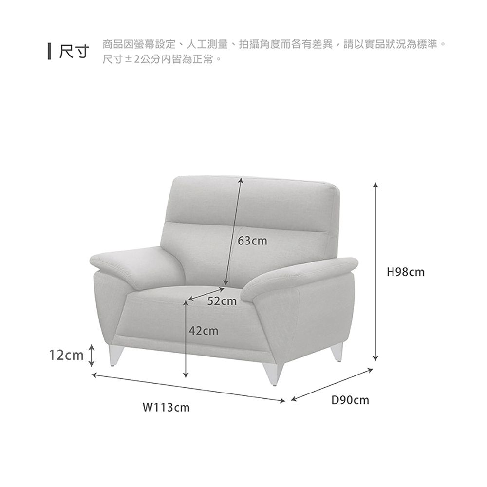 IHouse 愛屋家具 貝爾迪 比利時亞麻紋 支撐型貓抓皮沙發 1人座