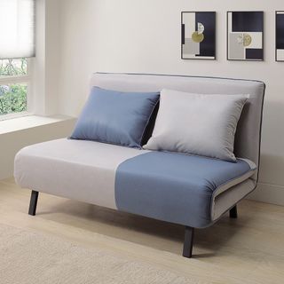 Bernice-卡爾特灰色防潑水布面沙發床/雙人椅/二人座沙發-贈抱枕