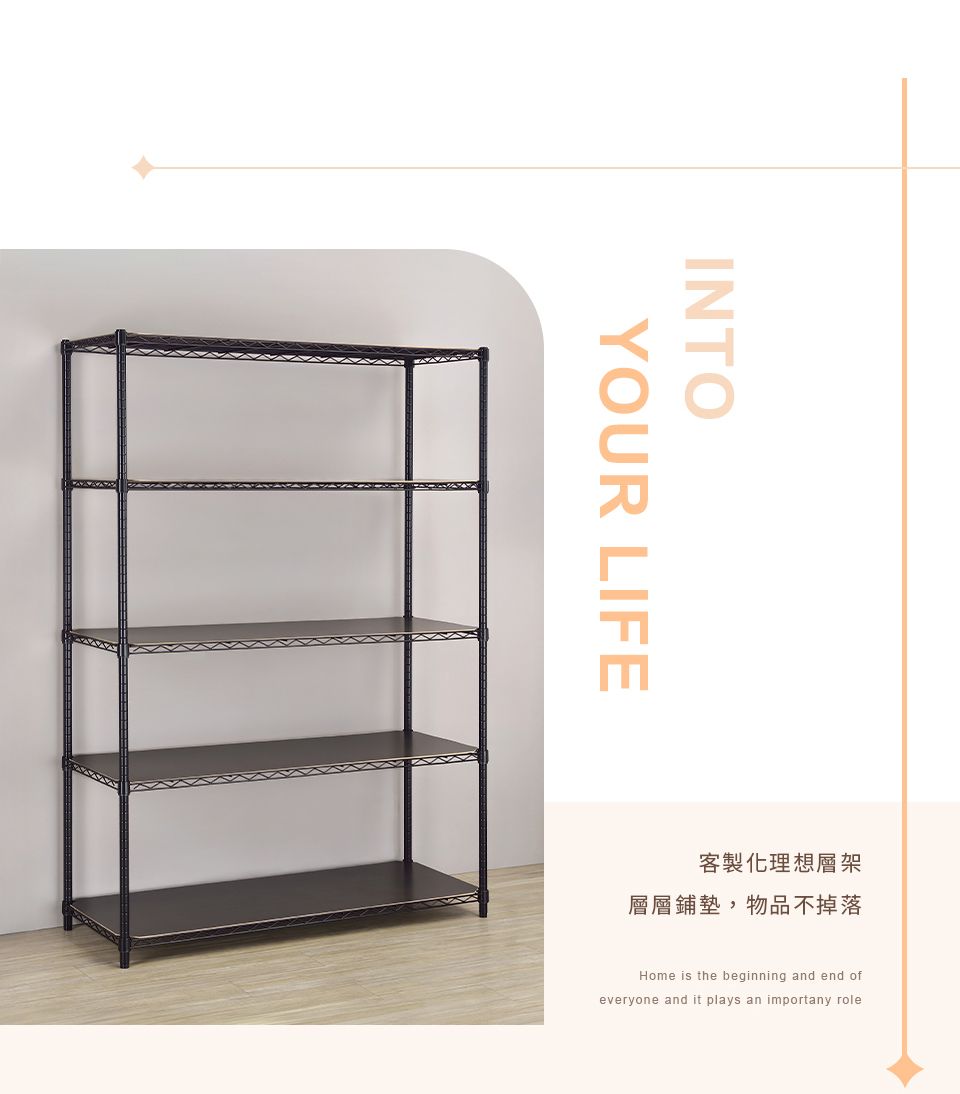 INTOYOUR LIFE客製化理想層架層層鋪墊, 物品不掉落Home is the beginning and end ofeveryone and it plays an importany role