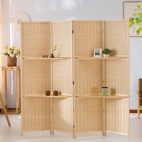 竹編可置物屏風/隔斷屏風-高180cm*寬200cm
