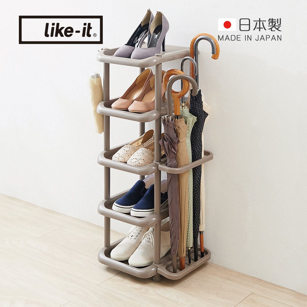 Like-it 日製窄型五層收納鞋架(附傘架)-多色可選