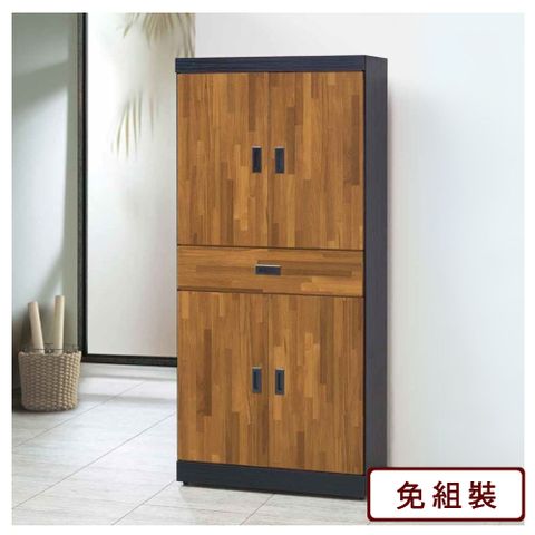 AS雅司-黑木雙色積層木6尺高鞋櫃-80*39*182cm