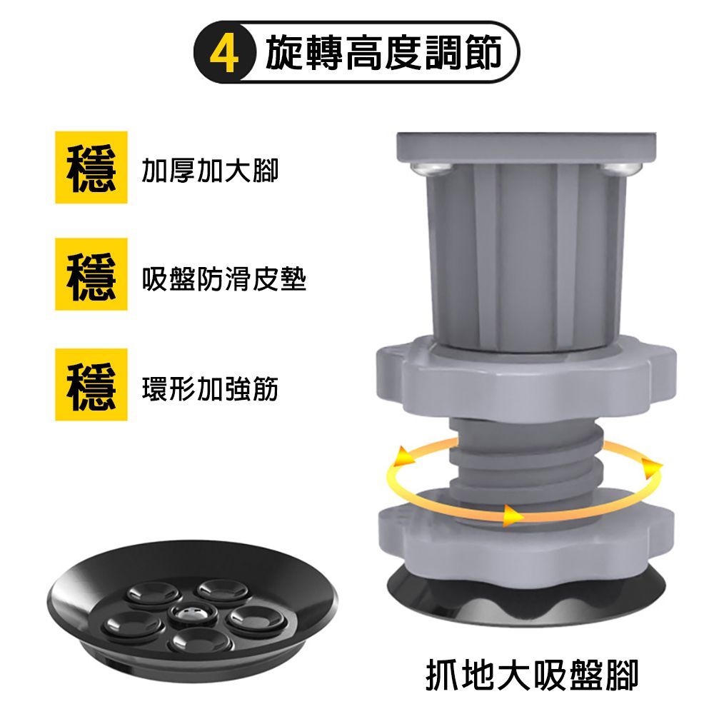 旋轉高度調節穩加厚加大腳穩吸盤防滑皮墊穩環形加強筋抓地大吸盤腳