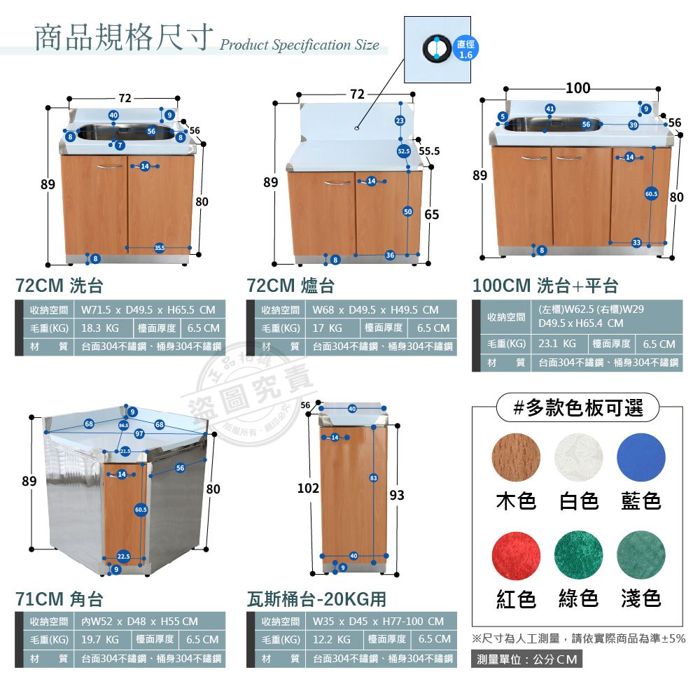  【Abis】客製商品-豪華升級款不鏽鋼五件組系統櫥櫃/流理台/工作台/收納廚具-多款門板可選(桶身304)-1入