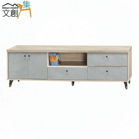 【文創集】畢特亞雙色雙色6.1尺二門三抽電視櫃