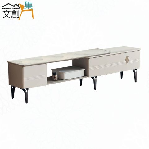 【文創集】多琳亞可伸縮4尺玻璃二抽電視櫃