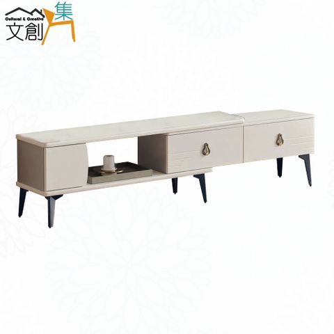 【文創集】艾倫可伸縮4尺玻璃二抽電視櫃