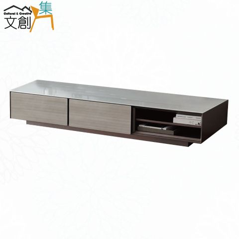 【文創集】伯蒂卡6.7尺二抽玻璃電視櫃