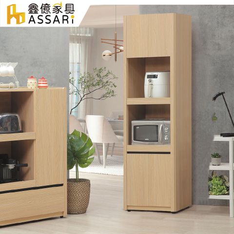 ASSARI-費伊2尺二門雙層單抽收納櫃(寬60x深40x高190cm)
