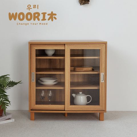 PEACHY LIFE 完美主義 WOORI木 雙門玻璃收納櫥櫃